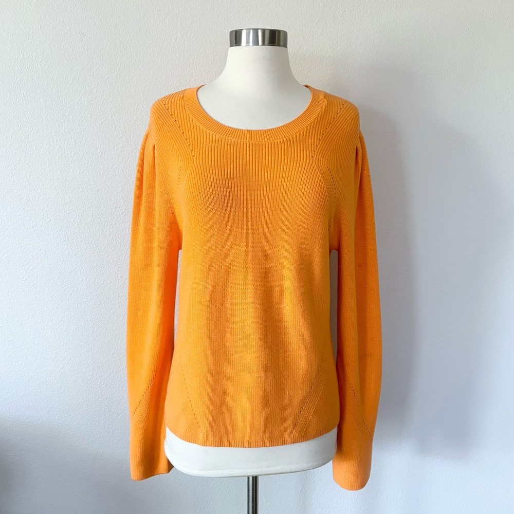 Veronica Beard Vibrant Orange Crew Neck Sweater